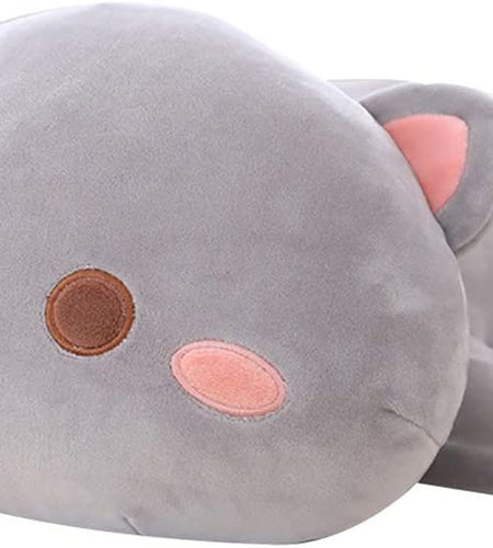 Cat Stuffed Animals, Soft Cat Plush Pillow Kitten Stuffed Animal Toy Gifts for Kids (Grey round Eyes, 19.6")