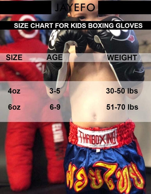 Load image into Gallery viewer, Boxing Gloves for Kids &amp; Children - Youth Boxing Gloves for Boxing, Kick Boxing, Muay Thai and MMA - Beginners Heavy Bag Gloves for Heavy Boxing Punching Bag - 4 and 6 Oz - Black

