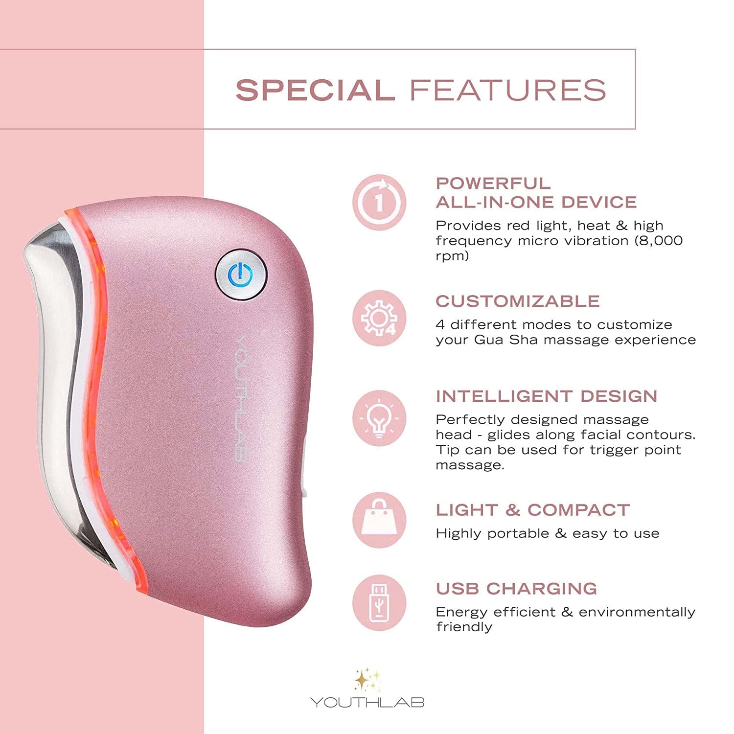 Prosculpt Gua Sha, Ultimate Facial Scraping/Sculpting/Tightening Tool, Heat/Electric Vibration, Anti-Aging/Wrinkles, Eye/Face Puffiness, Tension Relief, Acupressure, Face Lift, Double Chin