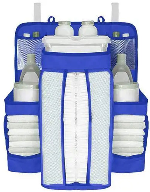 Load image into Gallery viewer, White/Gray Oxford Portable Baby Bed Hanging Storage Bag Toy Diapers Pocket Bedside Organizer Infant Crib Bedding Set Organizer
