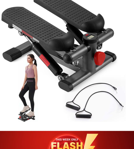 Mini Steppers for Exercise Workout Stepper Exercise Machine Stepperwith LCD Monitor with Resistance Bands Exercise Step Aerobic Stepper Stair Stepper Indoor