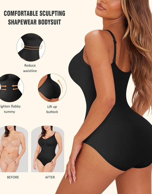 Load image into Gallery viewer, Women Slimming Bodysuits Shapewear Tops Tummy Control Body Shaper Spaghetti Strap Camisole Leotards Bodycon Jumpsuit
