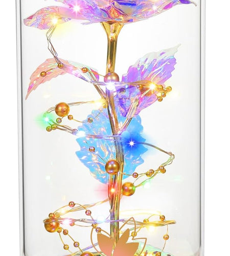 Christmas Flowers Gift for Her Galaxy Crystal Flower Rose, Artificial Flower Rose Gift Led Light String on Colorful Flower, Friend Lamps, Unique Home Decorations, Anniversary, Christmas Home Decor