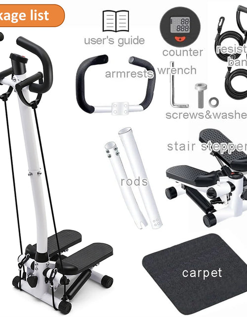 Load image into Gallery viewer, Steppers for Exercise, Mini Stair Stepper with Resistance Bands and Handlebar, 2 Ways to Use, Stair Climber Fitness Exercise Equipment for Full Body Training, 330 Lbs Weight Capacity
