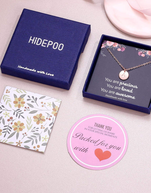 Load image into Gallery viewer, Mothers Day Girls Gifts for Daughters, 14K Gold Filled Dainty Disc Double Side Engraved Hammered Initial Necklace Personalized Letter Pendant Initial Necklaces Mother Day Jewelry Gifts for Women Girls
