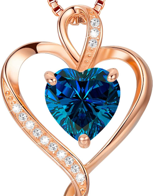 Load image into Gallery viewer, Heart Necklaces for Women 925 Sterling Silver Pendant Jewelry Necklace Silver Rose Gold Love Birthstone Necklace for Her Girlfriend Wife Valentines Day Birthday Women Jewelry Gifts
