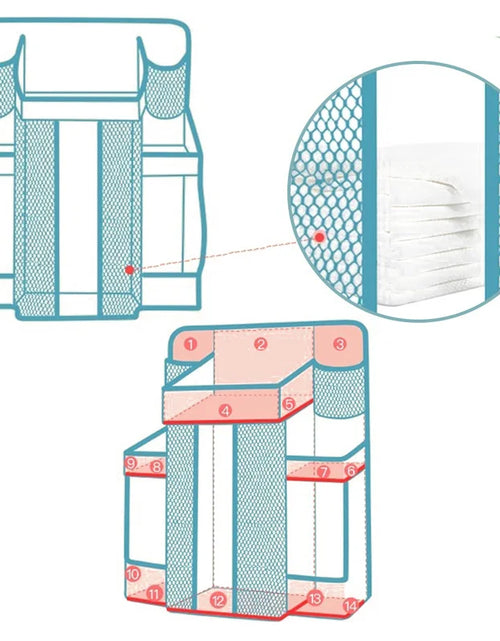 Load image into Gallery viewer, White/Gray Oxford Portable Baby Bed Hanging Storage Bag Toy Diapers Pocket Bedside Organizer Infant Crib Bedding Set Organizer

