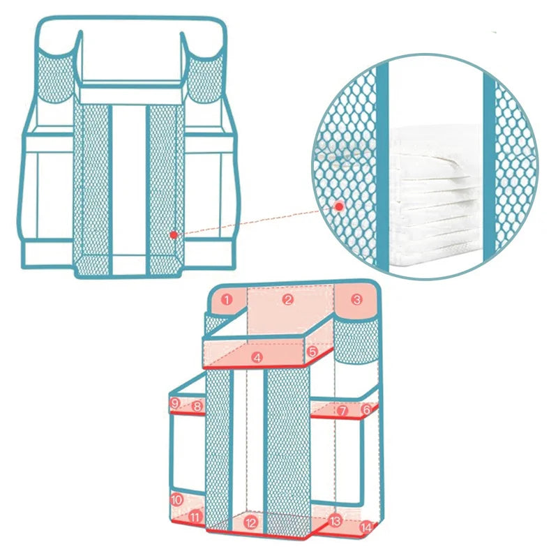 White/Gray Oxford Portable Baby Bed Hanging Storage Bag Toy Diapers Pocket Bedside Organizer Infant Crib Bedding Set Organizer