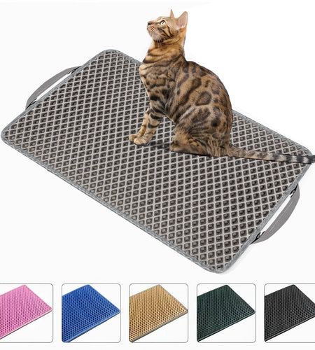 Double Layer anti Tracking Waterproof Cat Litter Trapping Mat Gray