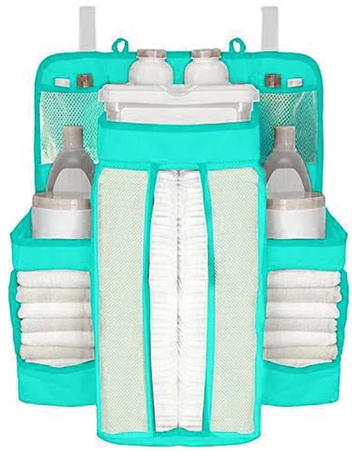 Load image into Gallery viewer, White/Gray Oxford Portable Baby Bed Hanging Storage Bag Toy Diapers Pocket Bedside Organizer Infant Crib Bedding Set Organizer
