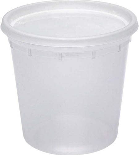 Asporto Microwavable To-Go Container - BPA Free round Soup Container with Clear Plastic Lid - Catering & Takeout - 24 Oz - Clear - Plastic - Disposable - 100Ct Box