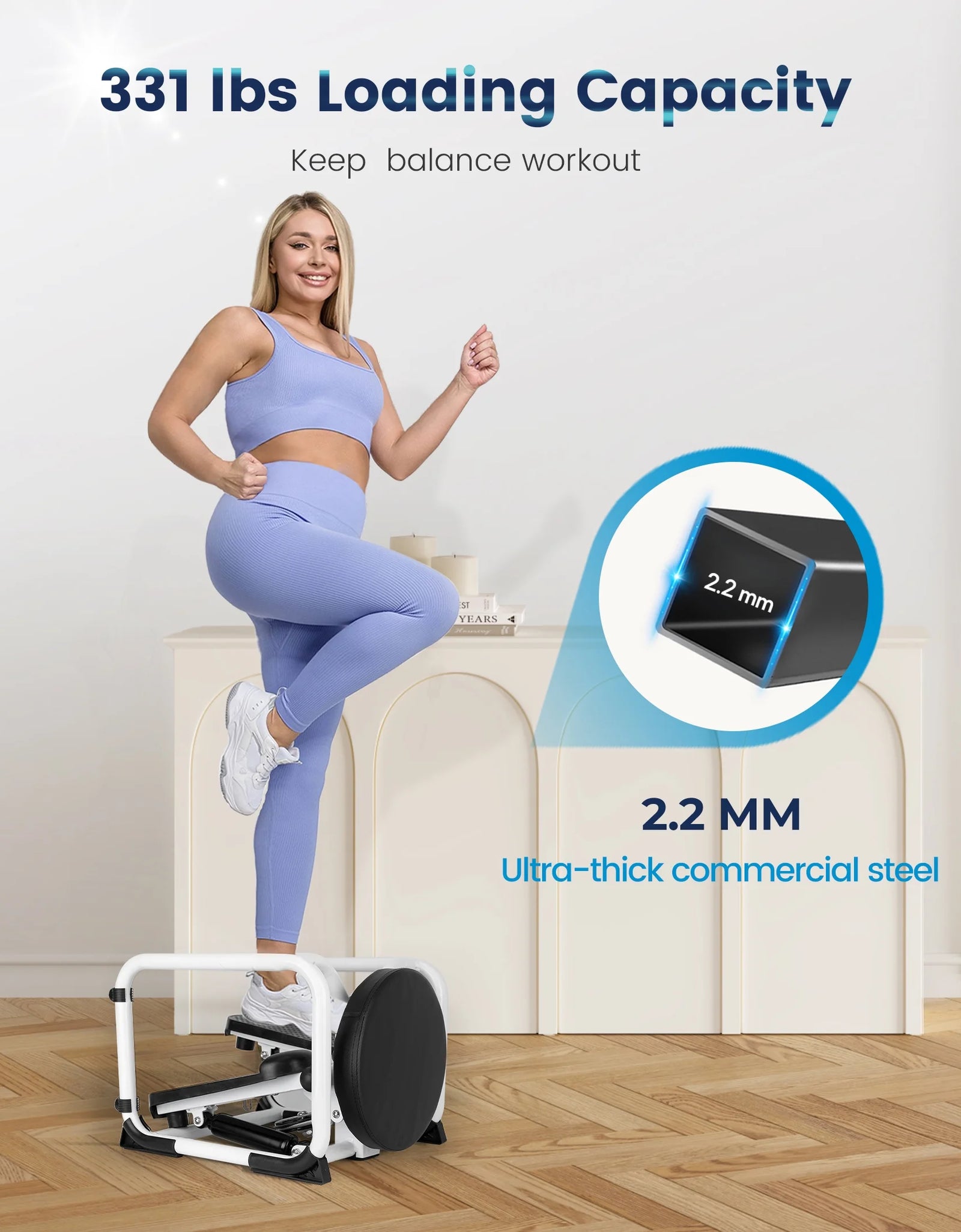 Steppers for Exercise with Twist Stool, Multifunctional Mini Fitness Machine for Full Body Workout, Home Workout Equipment with Resistance Bands & LCD Monitor