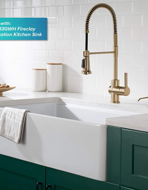 Load image into Gallery viewer, Britt Commercial Style Kitchen Faucet in Spot Free Antique Champagne Bronze, KPF-1690SFACB
