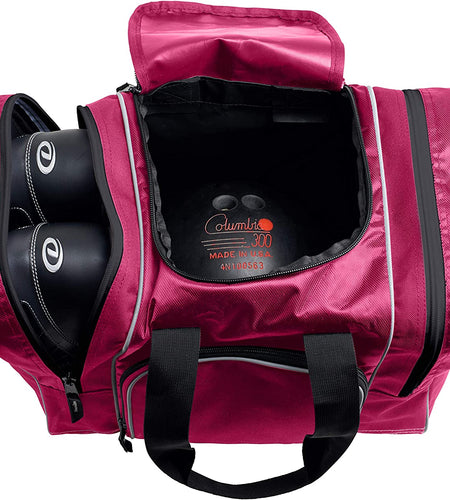 Bowling Bag for Single Ball - Single Ball Tote Bag with Padded Ball Holder - Fits a Single Pair of Bowling Shoes up to Mens Size 14