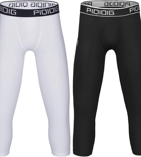 Youth Boys Compression Pants 3/4 Basketball Tights Sports Capris Leggings