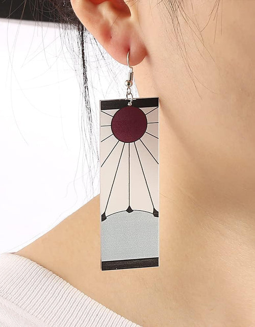 Load image into Gallery viewer, Anime Kamado Tanjiro Hanafuda Earrings - Kimetsu No Yaiba Hanafuda Earrings - Cosplay Accessories for Womens Girls
