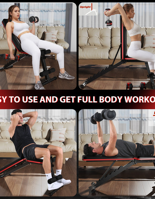Load image into Gallery viewer, Adjustable Folding Weight Bench for Home Gym, Includes Resistance Bands
