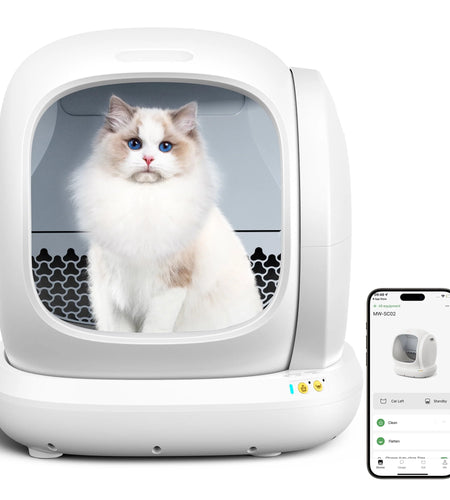 Smart Automatic Self-Cleaning Cat Litter Box, APP Control/Integrated Safety Protection,White