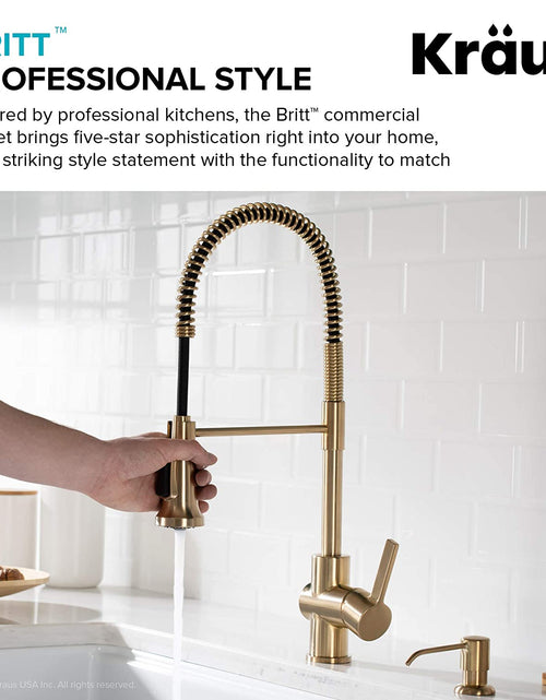 Load image into Gallery viewer, Britt Commercial Style Kitchen Faucet in Spot Free Antique Champagne Bronze, KPF-1690SFACB
