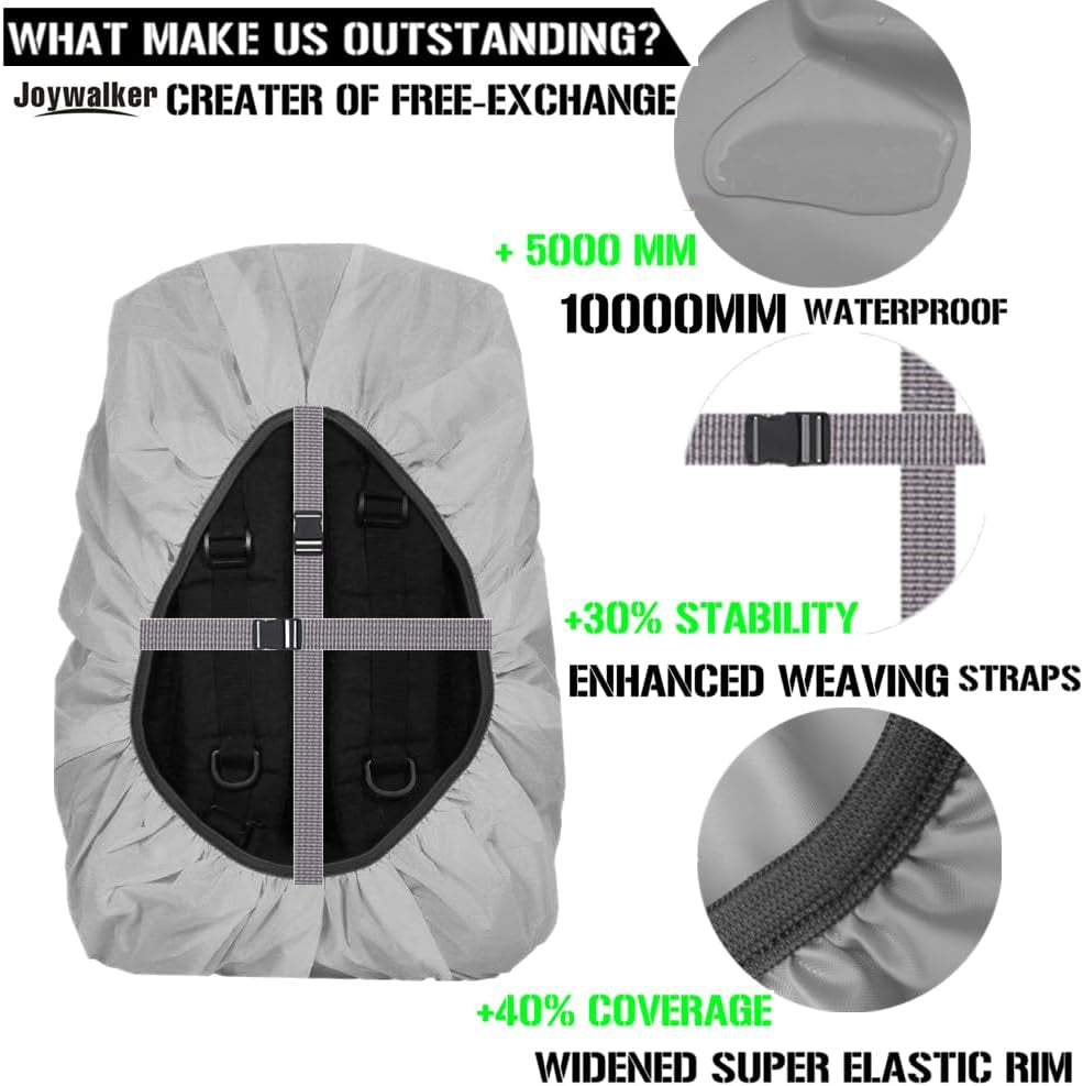 Waterproof Backpack Rain Cover for (15-90L), Upgraded Anti-Slip Cross Buckle Straps, Triple Strengthened Layers for Hiking Camping Traveling