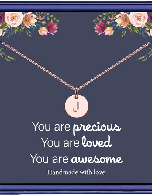 Load image into Gallery viewer, Mothers Day Girls Gifts for Daughters, 14K Gold Filled Dainty Disc Double Side Engraved Hammered Initial Necklace Personalized Letter Pendant Initial Necklaces Mother Day Jewelry Gifts for Women Girls
