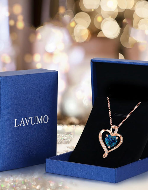 Load image into Gallery viewer, Heart Necklaces for Women 925 Sterling Silver Pendant Jewelry Necklace Silver Rose Gold Love Birthstone Necklace for Her Girlfriend Wife Valentines Day Birthday Women Jewelry Gifts
