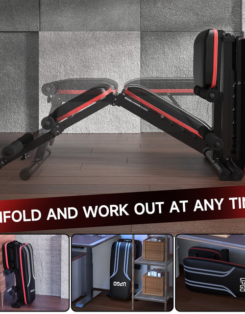 Load image into Gallery viewer, Adjustable Folding Weight Bench for Home Gym, Includes Resistance Bands

