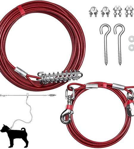 Pet Tie Out Cable for Dogs up to 90/125/ 250 Pounds, 25/30 Feet (125Lbs/ 60Ft/ Trolley)