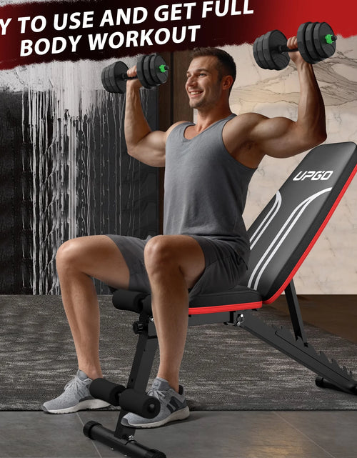 Load image into Gallery viewer, Adjustable Folding Weight Bench for Home Gym, Includes Resistance Bands
