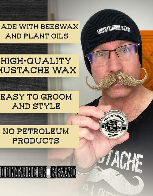 Load image into Gallery viewer, Mustache Wax for Men 100% Natural Beeswax/Plant Based Oils | Grooming Beard Moustache Wax Tin | Long-Lasting Hold | Smooth, Condition, Styling Balm | Citrus &amp; Spice 2Oz

