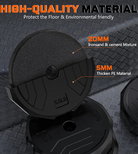 44Lb 6-In-1 Adjustable Dumbbells Set Free Weight Set with Connector Used as Barbell, Kettlebells, Push up Stand, Fitness Exercises for Home Gym Suitable Men/Women