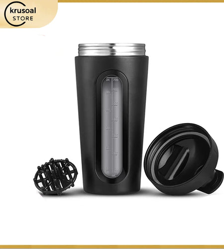 LOGO Custom Whey Protein Powder Sports Shaker Bottle Tainless Steel Shaker Bottle Leakproof Gym Nutrition Vacuum Blender Cup