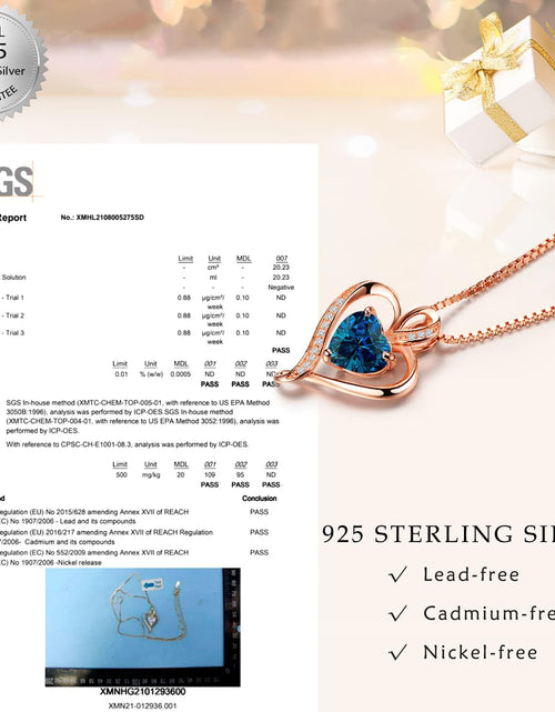 Load image into Gallery viewer, Heart Necklaces for Women 925 Sterling Silver Pendant Jewelry Necklace Silver Rose Gold Love Birthstone Necklace for Her Girlfriend Wife Valentines Day Birthday Women Jewelry Gifts
