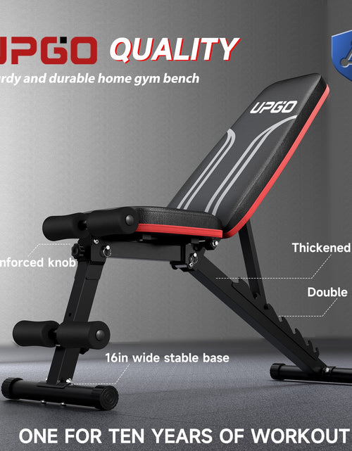 Load image into Gallery viewer, Adjustable Folding Weight Bench for Home Gym, Includes Resistance Bands
