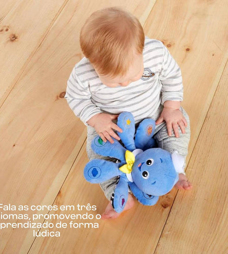 Octoplush Musical Huggable Stuffed Animal Plush Toy, Learn Colors in 3 Languages, Blue, 11" Age 3 Month and Up,