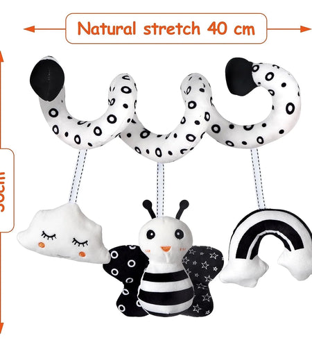 Baby Car Seat Toys, Infant Activity Spiral Toys Hanging Stroller Toys for Baby with Musical, Plush Activity Toys Toys for Newborn Baby 0 3 6 12 Months