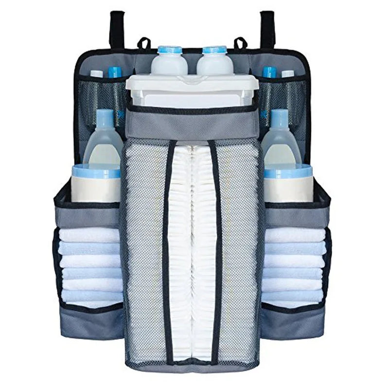 White/Gray Oxford Portable Baby Bed Hanging Storage Bag Toy Diapers Pocket Bedside Organizer Infant Crib Bedding Set Organizer
