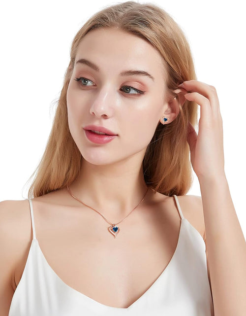 Load image into Gallery viewer, Heart Necklaces for Women 925 Sterling Silver Pendant Jewelry Necklace Silver Rose Gold Love Birthstone Necklace for Her Girlfriend Wife Valentines Day Birthday Women Jewelry Gifts
