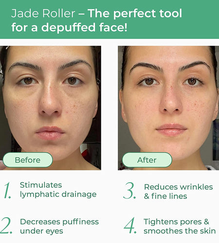 Jade Roller for Face and Gua Sha Facial Tools - Includes Real Jade Roller and Gua Sha Set - Certified Face Roller and Guasha for Your Skin Care Routine