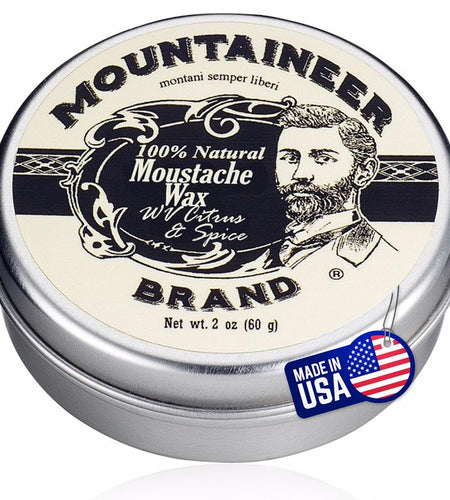 Mustache Wax for Men 100% Natural Beeswax/Plant Based Oils | Grooming Beard Moustache Wax Tin | Long-Lasting Hold | Smooth, Condition, Styling Balm | Citrus & Spice 2Oz