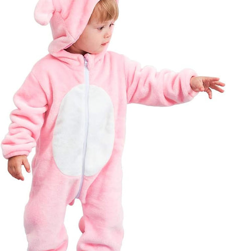 Unisex Baby Animal Costume Winter Autumn Flannel Hooded Romper Cosplay Jumpsuit