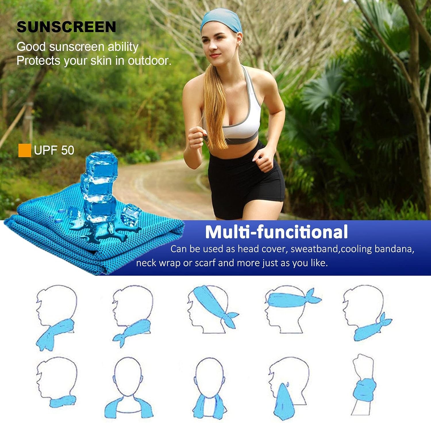 4 Pack Cooling Towel (47"X12") Ice Towel for Neck, Microfiber Cool Towel, Soft Breathable Chilly Towel for Yoga, Golf, Gym, Camping, Running, Workout & More Activities